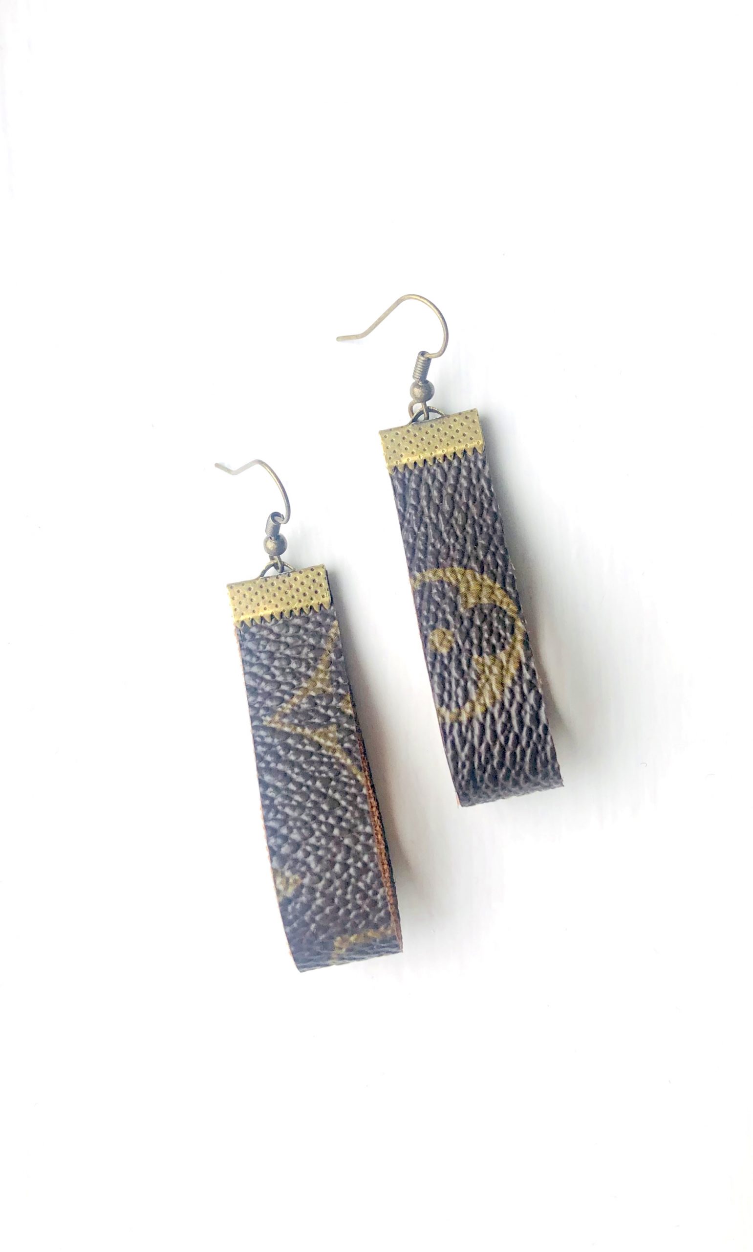 Geometric Genuine Leather Cheetah Print with Authentic Louis Vuitton Canvas  Earrings - Handmade & Curated Jewelry and Accessories by Roz